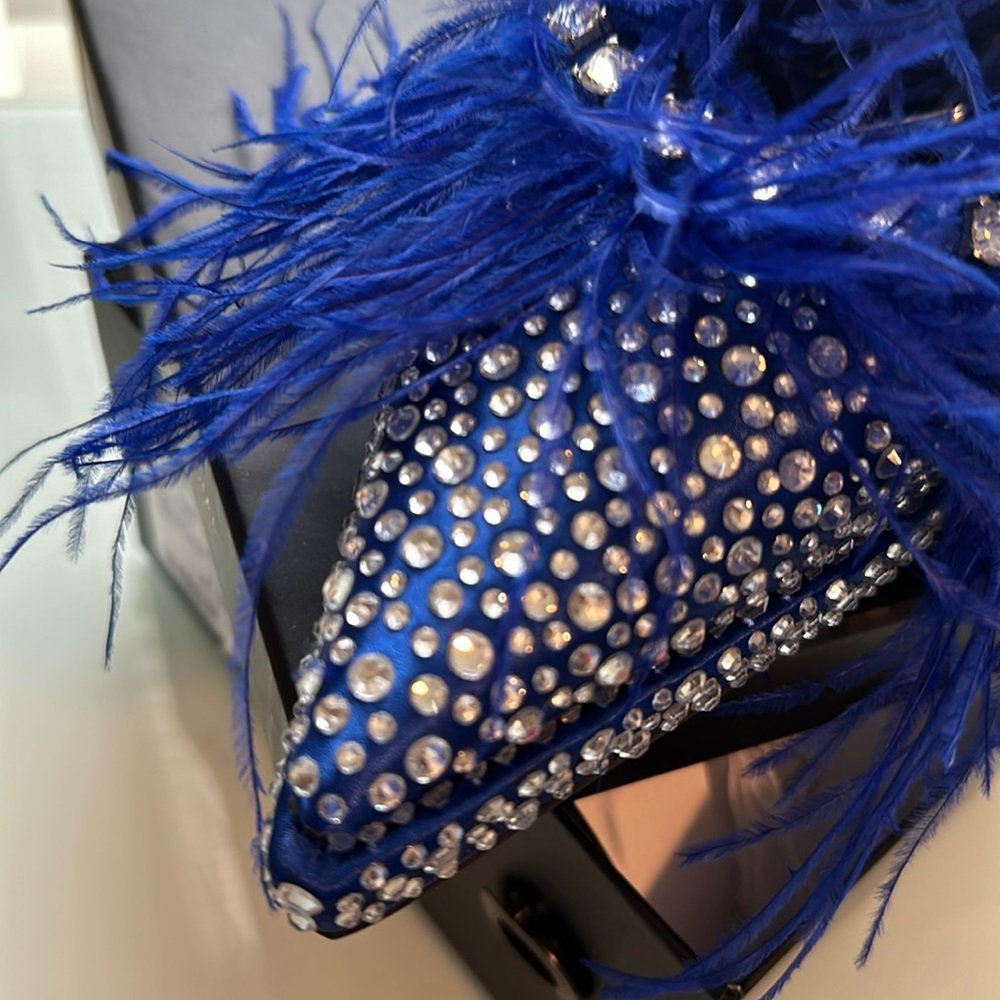 COPY - Never worn blue Blinged out platform pumps